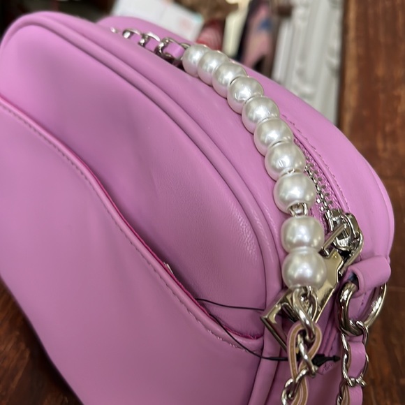 Badgley Mischka  NWT  quilted/beaded bag Crossbody /braided chain  Vegan Violet - Picture 6 of 11